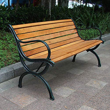 Sedia per portico da parco all'aperto, panca con struttura in ghisa in legno massello anticorrosivo, sedile per il tempo libero da giardino, mobili da giardino per terrazza, portante 500 kg
