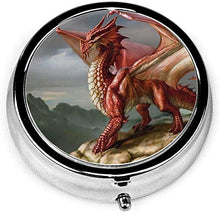 Red Fantasy Dragon, portapillole organizzatore per medicina e vitamina con 3 scomparti, custodia portatile per pillole da viaggio