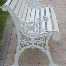 Panchina da giardino Panchina da terrazza, Panchina da esterno con struttura in legno massello e ghisa anticorrosiva, Panchina da veranda con schienale e bracciolo, Adatto per balcone da terrazzo