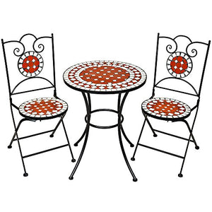 TecTake Set arredo Giardino Mosaico Tavolo e sedie in Ferro con Terracotta Ceramica