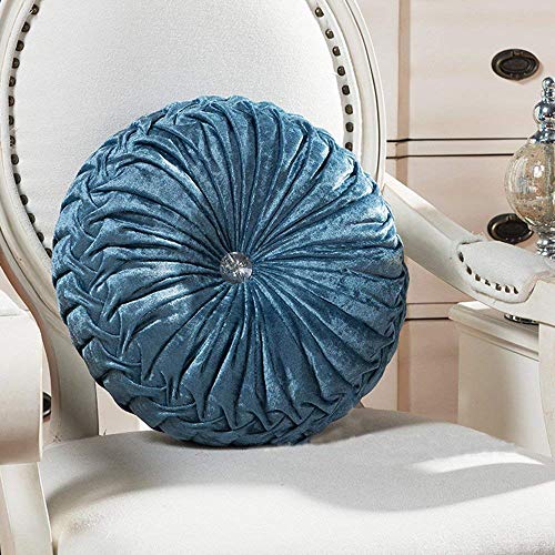 Cuscino rotondo per sedia Cuscino rotondo in velluto di colore solido Cuscino decorativo per la casa Cuscino da pavimento decorativo per ufficio domestico Giardino esterno Patio Cuscino comodo, Cian