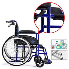 Carrozzine Semoventi, Portatili da Viaggio Portatili, Pieghevoli in Lega di Alluminio Manuali Leggere con Pneumatico Non Pneumatico Comodo Cuscino per Disabili Carrello per Anziani Self-PRO A