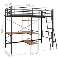 BIGTO - Struttura per letto a castello con struttura in metallo, per camera da letto, colore: grigio, 90 x 200 cm