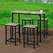 SoBuy Set 5 Pezzi Tavolo con 4 sgabelli Mobile Bar per casa Stile Industriale Grigio, L100*P60*A87cm, OGT11-HG