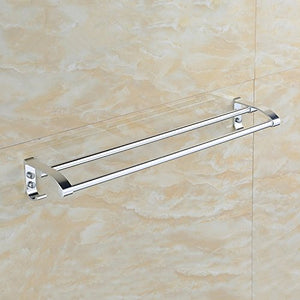 MBYW Portasciugamani Moderno Portasciugamani Elegante per Il Bagno di Moda Spazio in Alluminio Doppio portasciugamani Solido Bagno di Spessore mensola Bagno Singolo palo Lunghezza Luce 60CM