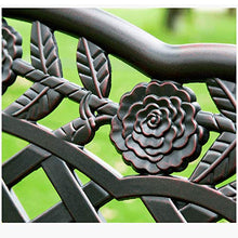 Sedia lunga per il tempo libero all'aperto panchina da giardino, Park square in alluminio pressofuso decoro rose sedile schienale, Sedile resistente alle intemperie da 108 cm per 2 persone