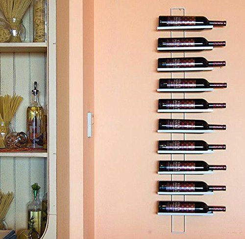 Scaffale Vini Dies White 116 cm in Metallo per 10 Bottiglie Supporto Bottiglie Scaffale a Parete Porta Bottiglie