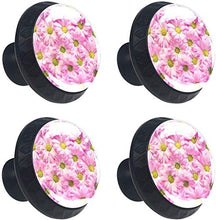 Margherite rosa fiori romantici Pomelli per Porta Set di 4 Pomelli per Mobili Manopole per Cassetti Cucina Armadio Vetro