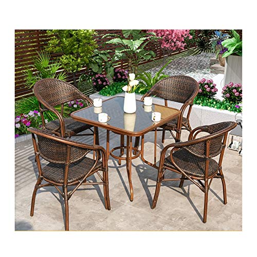 HLZY Tavolo in Vimini in Rattan mobili in Patio e Set Sedia, Arredamento per Esterni Ratan Mobili per mobili in Vetro Tavolino da caffè Conversazione per Giardino all'aperto