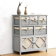 Gabinetto da cassetto, elegante grigio Paulownia cassetto da pranzo in legno solido mobile con cesto di vimini,Grey
