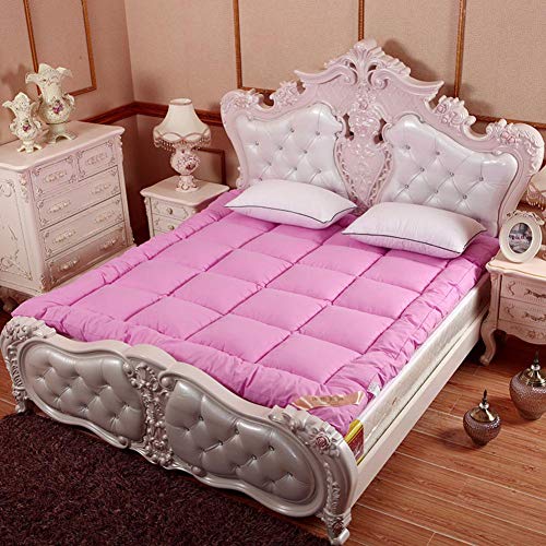LoveHouse, materasso futon a pavimento spesso, con Qulited, tappetino da campeggio portatile Tatami, letto pieghevole arrotolabile, rosa 120 x 200 cm