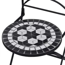 vidaXL Tavolo da Giardino con Mosaico 60 cm e 2 sedie Colore Nero/Bianco