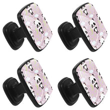Home - Set di 4 pomelli quadrati per armadietti da cucina, credenze, mobili, mobili, cassetti, cassettiera, cassettiera, motivo: orso panda con corona