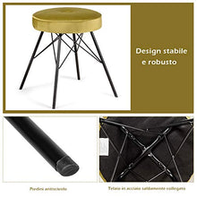 COSTWAY 2 Sgabelli da Cucina Rotondo in Tessuto Velluto, Sedile Imbottito, Gambe in Acciaio, Portata Max. 120kg (Verde)