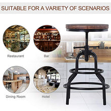 homcom Sgabello Stile Industriale in Legno di Pino e Metallo, Altezza Regolabile, Cucina/Bar/Ristorante, 40x40x52-68cm