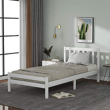 Struttura letto in legno, letto singolo, 90 x 190 cm, in legno massello, mobili per adulti, bambini, ragazzi, 90 x 190 cm, colore: bianco