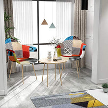 VADIM Sedie per Sala da Pranzo, Stile Moderno da Soggiorno con Schienale in Tessuto di Lino, Gambe in Metallo e Legno, Multicolore, 2 Pezzi