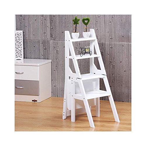 Sgabello Multifunzionale a gradini Sgabello Portatile Scala Pieghevole Multifunzionale Uso Domestico, Sedia con Scala a Quattro gradini, Sgabello a gradini in bambù Spesso, Sgabello a gradini bambin