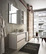 Mobile da bagno colore Rovere Tranche,specchio con luci a led,Misura: L.120 P.35 cm Top Lavabo bianco In Ocritech Con Vasca Integrata