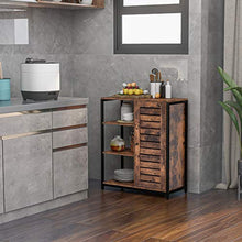 GoodFaith Credenza con 3 ripiani aperti, design industriale, telaio in acciaio, stile vintage marrone + nero, 70 x 30 x 80 cm