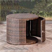 ZAQI Baule da Esterno Armadio Giardino Panca Piccola Scatola per Cortile D'ingresso, Il Giro Impermeabile Anti UV Contenitore di Stoccaggio, Sedile in Vimini Rattan, Marrone