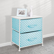 mDesign Mobiletto con due cassetti in fibra sintetica – Comodo organizer cameretta con fantasia a pois – Piccola cassettiera per bambini perfetta per la cameretta o la nursery – turchese e bianco
