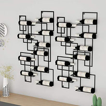 FAFZ Portavini Portabottiglie da 10 Bottiglie A Parete， Espositore Portabottiglie Multifunzionale in Metallo, Cremagliera per Decorazioni da Parete, Nero