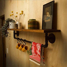 Great Coat Ganci, Mensola Hanging tubo di acqua parete decorativo fissato al ripiano angolare Telaio assicella bagagli stand in stile retrò Rack con Display Ferro / legno con ganci scaffali galleggian