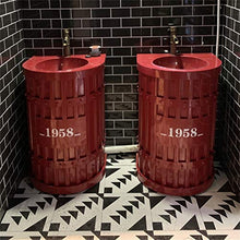 F-HOME Lavabo, Lavabo in Ferro Battuto in Stile Industriale Servizi Igienici for La Casa Lavandini del Bagno (Colore : Rosso)