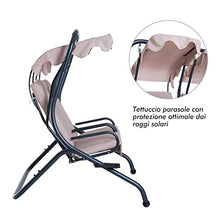 Outsunny Dondolo da Giardino 2 Posti con Sedute Separate e Tetto Parasole, Acciaio e Poliestere, 170x136x170cm Beige