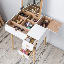 XuZeLii Tovaglia Gomma Piena Flip Mirror Faccia Lavare Tavolo Cosmetico Scrivania in Legno Cassettiera Toilette con Cassetti (Color, Size : 60x55x75cm)