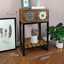 Comodino HAIZHEN Multifunzione Vintage in Ferro battuto a 2 cassetti con ripiano, 18,1"* 13,7" * 30,3"