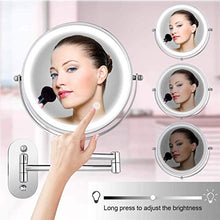Specchio da parete per trucco con illuminazione a LED, con presa USB, luci dimmerabili da 20 cm, per rasatura in camera da letto o in bagno
