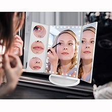 Specchio cosmetico a LED, specchio da trucco illuminato a tre ante, touch screen e specchio con ingrandimento 3X / 5X / 10X, specchio per il trucco da tavolo con due modalità di alimentazione, specch
