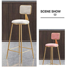 LWW Sgabelli, Bar Sgabelli Chair On-Trend Kitchen And Breakfast Sgabello con Schienale Tessuto in Velluto Rosa Europea Moderna,65 cm,65 cm