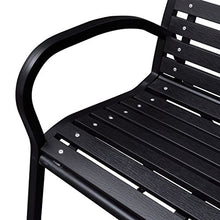 Tidyard Panca da Giardino con Braccioli in WPC e Acciaio Nero,Panca 2 Posti,Panca in Metallo,Panca da Esterno,Panca con Braccioli 125x60,5x80,5 cm