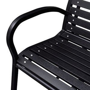 Tuduo - Panchina da giardino con telaio in acciaio, 125 x 60,5 x 80,5 cm