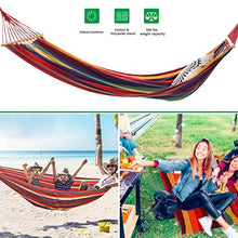 Ertisa Amaca da Giardino 260 x 150 cm, con Barre di Diffusione in Legno e Borsa per Il Trasporto, Amache Traspiranti a Strisce Arcobaleno di Tela Portatili Perfetto per campeggio e attività all'aperto