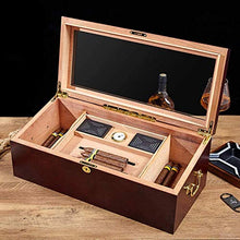 ZouYongKang Cassa del cedro, humidor del sigaro del desktop Top in vetro con igrometro e umidificatore, Design della cerniera dell'umidità all'aperto di viaggio per il business di viaggio, contenga fi