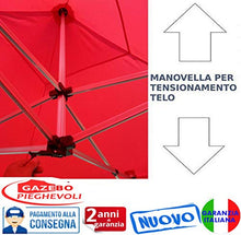 Gazebo Rosso 4,5x3 Pieghevole Alluminio a Forbice Ombrello Professionale tendone PVC a Fisarmonica piantone Esagonale
