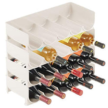 mDesign Set da 4 scaffali per bottiglie di vino impilabili – Portabottiglie in plastica per 20 bottiglie in totale – Organizer in plastica per ogni tipo di bottiglia – beige