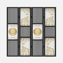 Room Screen Even Schermo divisorio in Legno Artigianale a 4 Pannelli, Fascino Classico Tradizionale, Schermo Pieghevole Mobile, Schermo in Legno Massiccio
