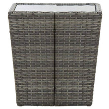 FAMIROSA Tavolino Grigio 41,5x41,5x43 cm in Polyrattan e Vetro Temperato