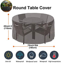 HSGAV Copertura per Mobili da Esterno, Coperture Rotondo da Giardino, Tavolo da Pranzo Rotondo Impermeabile e Resistente Ai Raggi UV e Set di Sedie con Coulisse 420D Oxford, Nero,73x43in