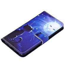 Uposao Cover Compatibile con Samsung Galaxy A30 Cover Portafoglio Custodia Compatibile in a Libro Flip Case 3D Dipinto Porta Carte di Credito Accessori,Gatto e luna