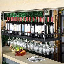 ZLJ Portabottiglie per Vino Nero - Scaffale per Bicchieri da Vino in Ferro Stile Morden, ripiano per Decorazione a soffitto, per Bar, ristoranti, Cucina o Cantina (Dimensioni: 120 cm)