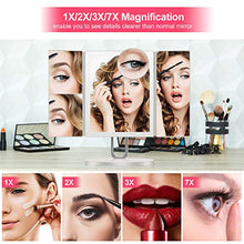 TOUCHBeauty Specchio per Trucco Illuminato,Specchio Trucco con Luce LED Regolabile,Ingranditore 1X/2X/3X/7X,con Touch Screen Tri-Fold e Base,Caricatore USB o Wireless AG-1971W(Bianca)