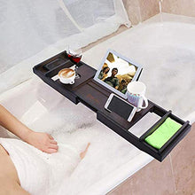 Vassoio di Vasca da Bagno, bambù Marrone Multi-Funzione Retrattile Antiscivolo Bagno Bagno iPad Tablet Telefono Cellulare Cremagliera Cremagliera del Vino, Adatto per Home Hotel Bagno Rack, 29.5-43.7