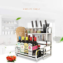 LYM &ripiano di stoccaggio Scaffale for spezie da Cucina in Acciaio Inossidabile, organizzatore for Ripiani for Uso Domestico a Doppio Strato Multifunzione -2 Strati Scaffale di Finitura