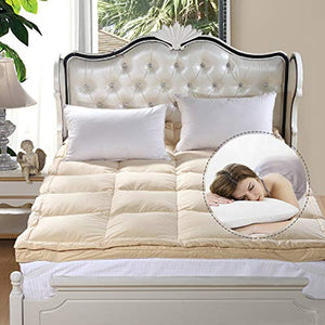 Coprimaterasso in piuma d'oca bianca, 10 cm di profondità, extra spesso, 100% cotone e tessuto a prova di piume, lavabile a casa, B, 1,8 x 2,0 m